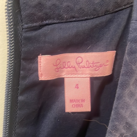 Lilly Pulitzer Ashlyn True Navy Blue Shift Gold Waist Halter Mini Dress - Picture 3 of 5